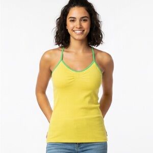 Free People Neon Yellow and Green Tank Top